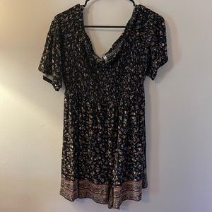 Black + Floral Romper - Large